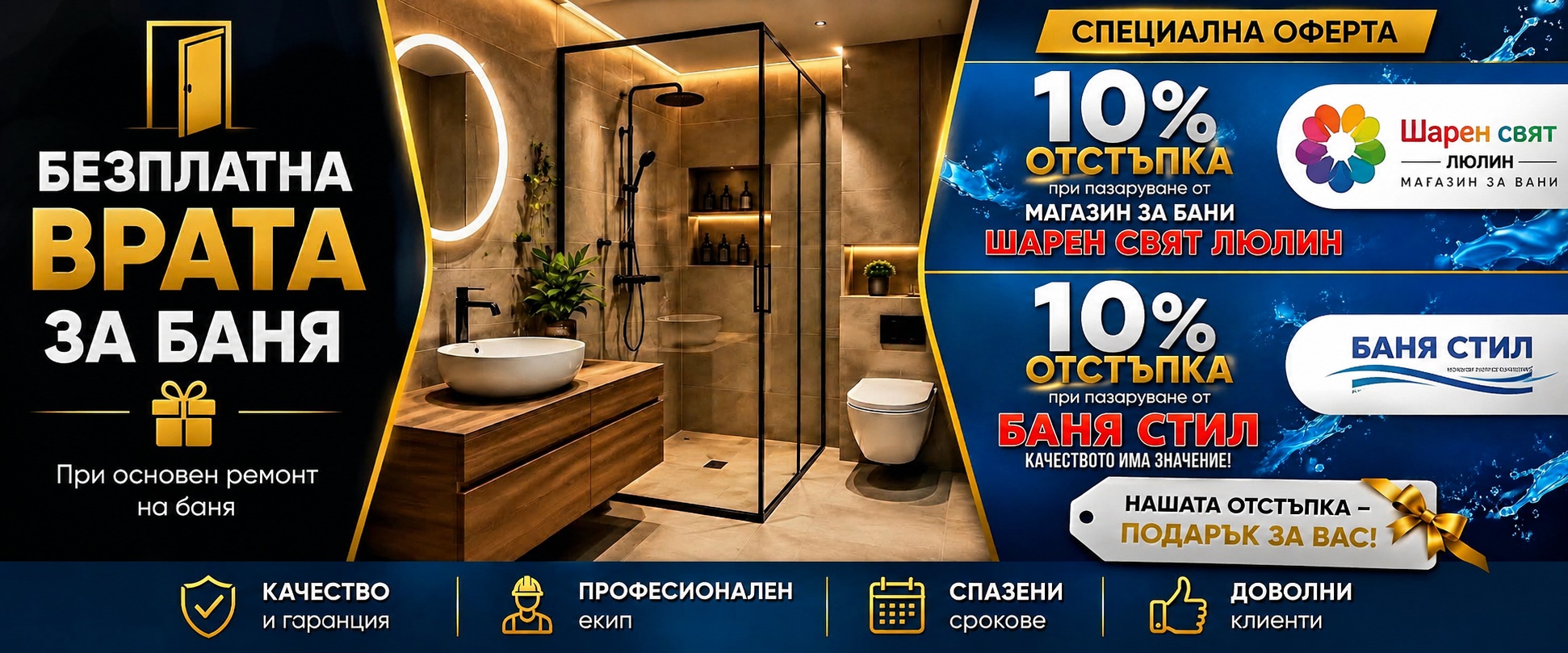 Специална оферта при ремонт на баня. Спестете 500 евро с нас!